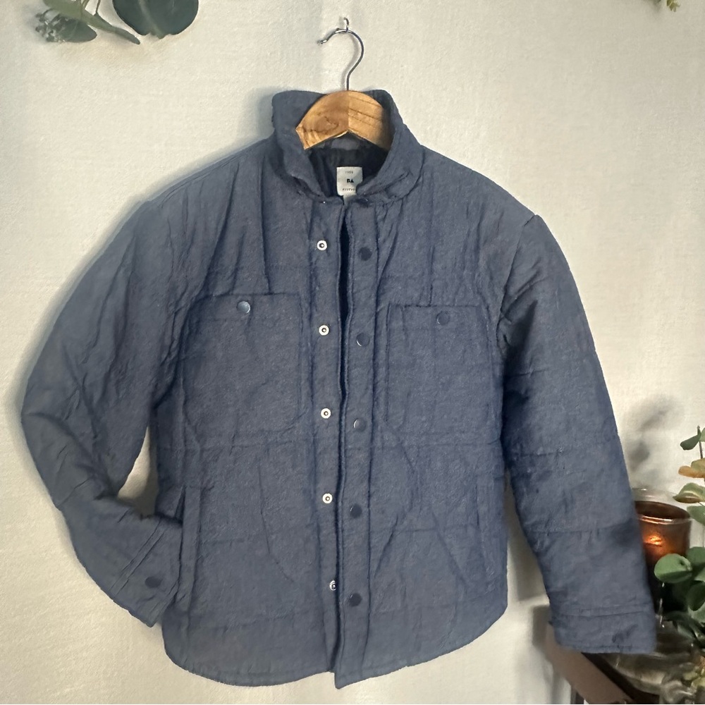 Free Assembly Kids Blue Chambray Puffer Shirt Jacket Size L (10/12)